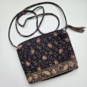 VTG 90s Vera Bradley Strap Crossbody Wallet Black Walnut 1999 Retired Bag Purse